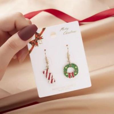 Christmas alloy oil pendant earrings Christmas Hook drop earrings jewelry  