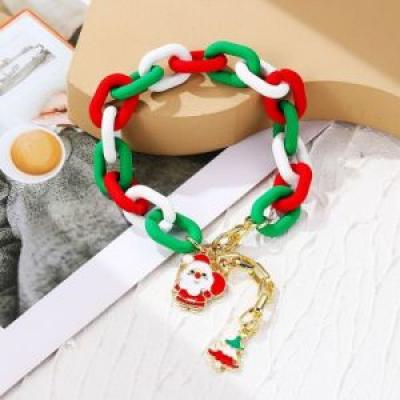 Christmas Beaded Necklace With Alloy Pendant - 副本