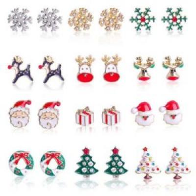 Christmas Hoop Earrings Alloy Earrings Set - 副本