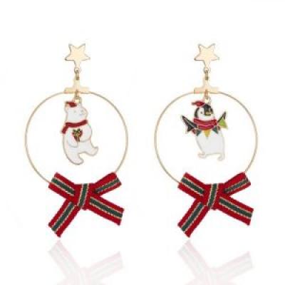 Xmas Snowman Earrings Hoop Earring Alloy Earrings 